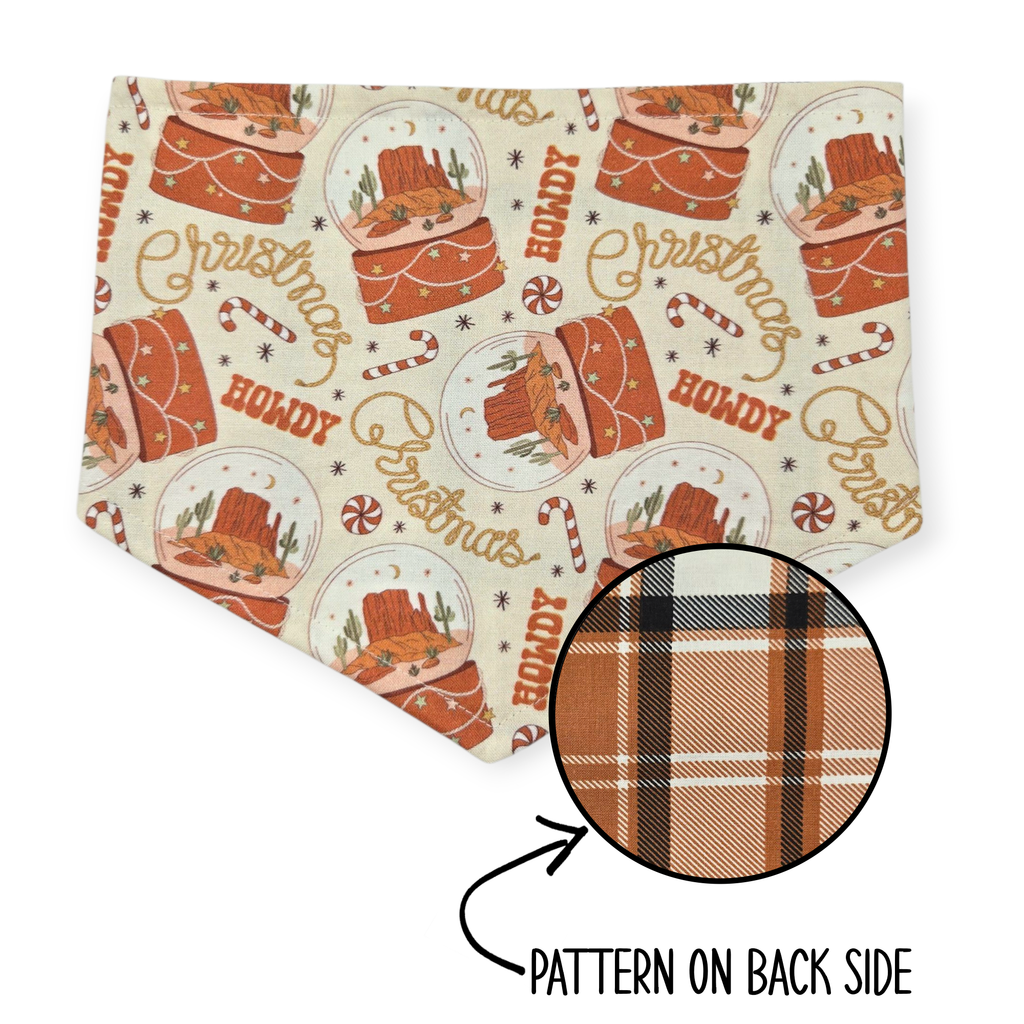 Desert Snow Globe Christmas/Caramel Plaid Reversible Bandana