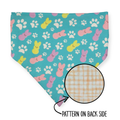 Easter Bunny Paw Prints/Peach Gingham Plaid Reversible Bandana
