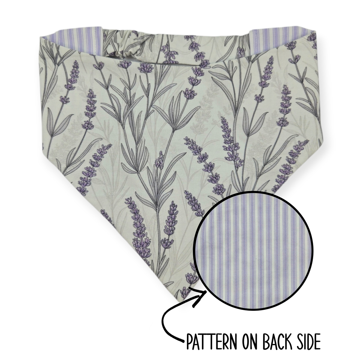 Elegant Lavender Floral/Purple Ticking Stripe Reversible Bandana