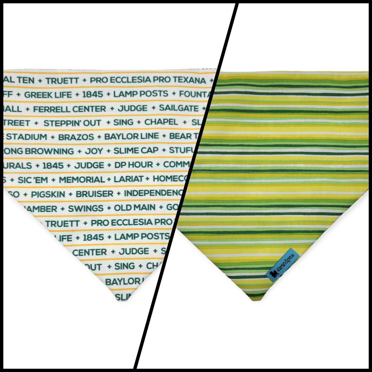 Baylor Traditions/Green & Yellow Stripes Reversible Slide-on Bandana (Medium)
