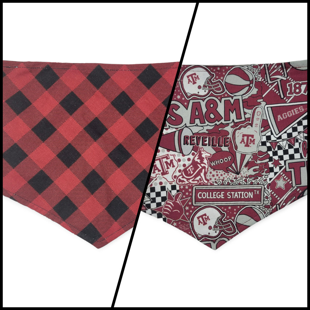 Buffalo Plaid/A&M Tie-on Bandana (Medium)