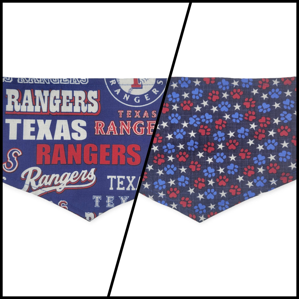 Rangers/Patriotic Paws Reversible Tie-on Bandana (X-Small)