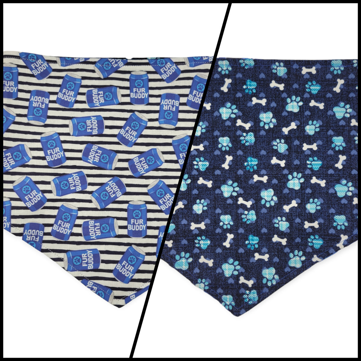 Fur Buddy/ Blue Paws Reversible Tie-on Bandana (Large)