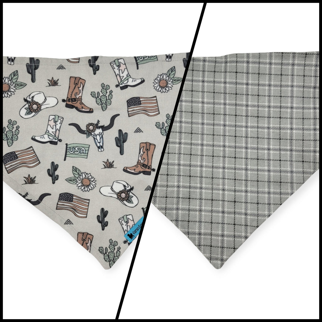 Little Cowboy/Gray Plaid Velcro Bandana (Large)