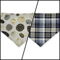Pumpkin Quilt/Gray & Tan Plaid Reversible Tie-on Bandana (Small)