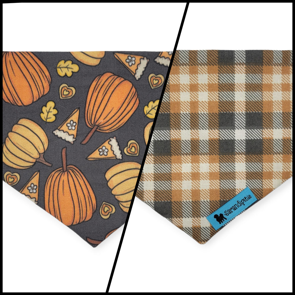 Retro Pumpkin Spice/Fall Plaid Slip-on Scrunchie Bandana (X-Small)