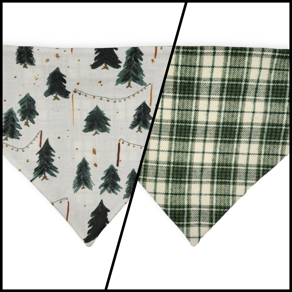 Christmas Tree Farm/Green Plaid Reversible Slip-on Scrunchie Bandana (Large)