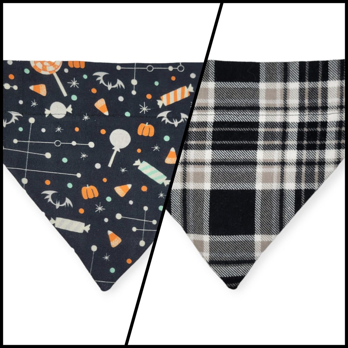 Halloween Candy/Plaid Reversible Slide-on Bandana (Small)