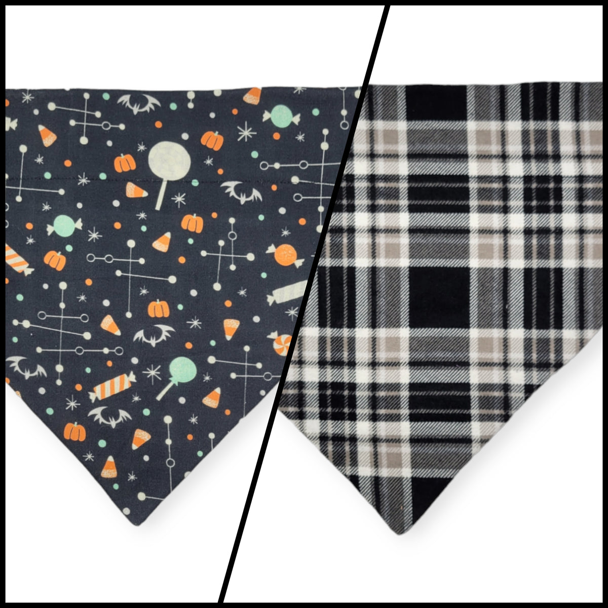 Halloween Candy/Plaid Reversible Slide-on Bandana (Large)