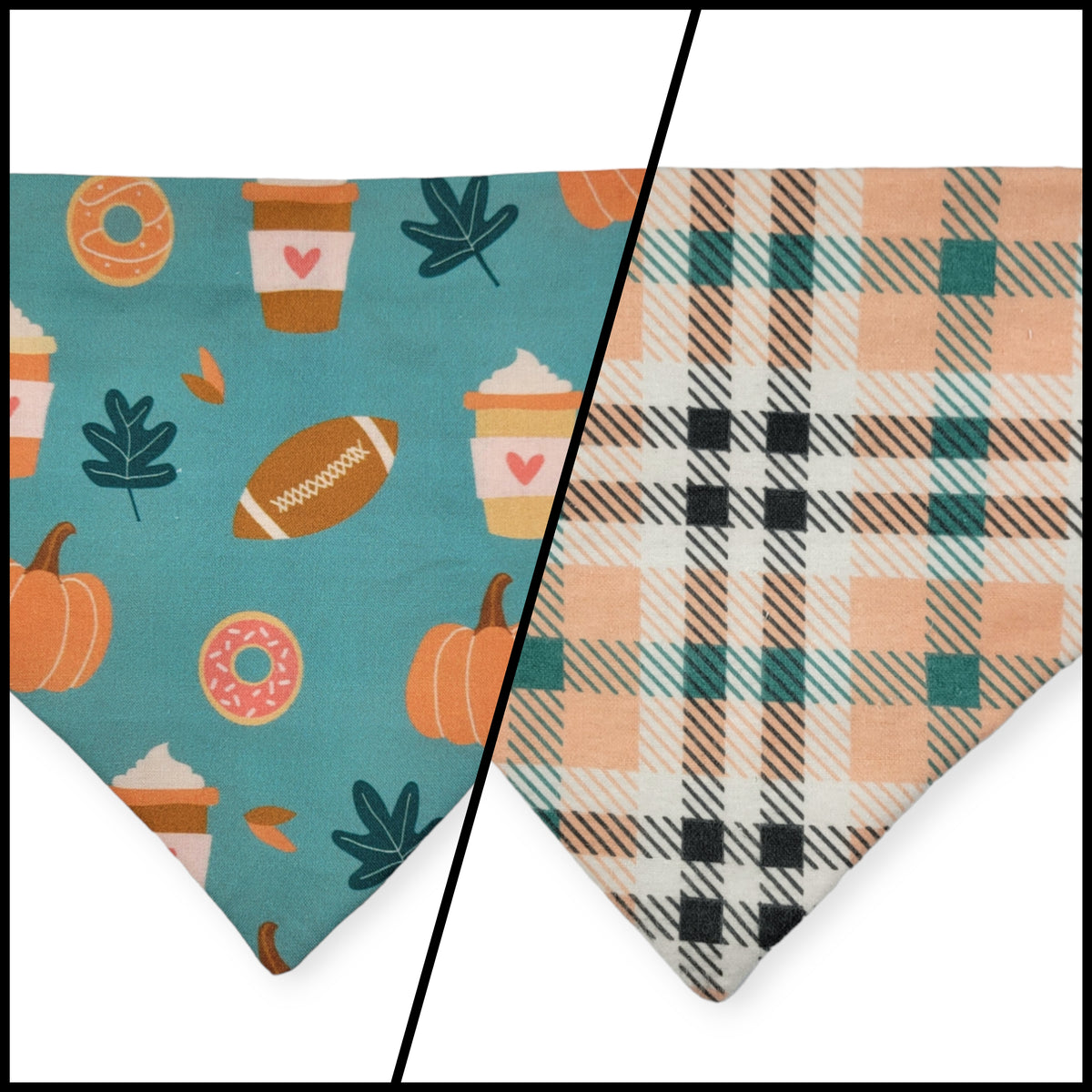 Fall Favorites/ Peach Plaid Slip-on Scrunchie Bandana (Medium/Large)