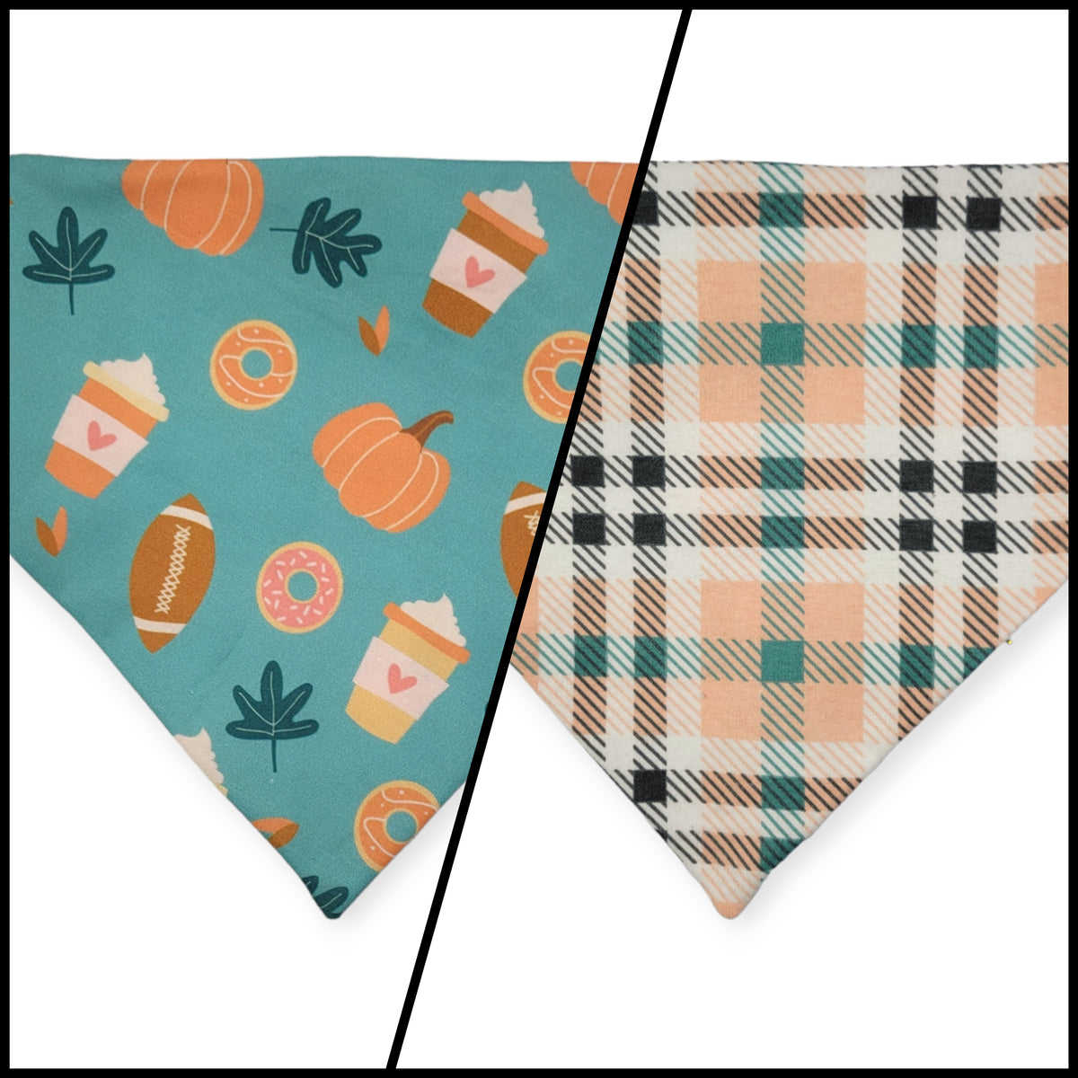 Fall Favorites/ Peach Plaid Tie-on Bandana (Large)