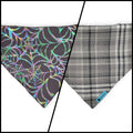 Spiderwebs/ Gray Plaid Slip-on Scrunchie Bandana (Small)