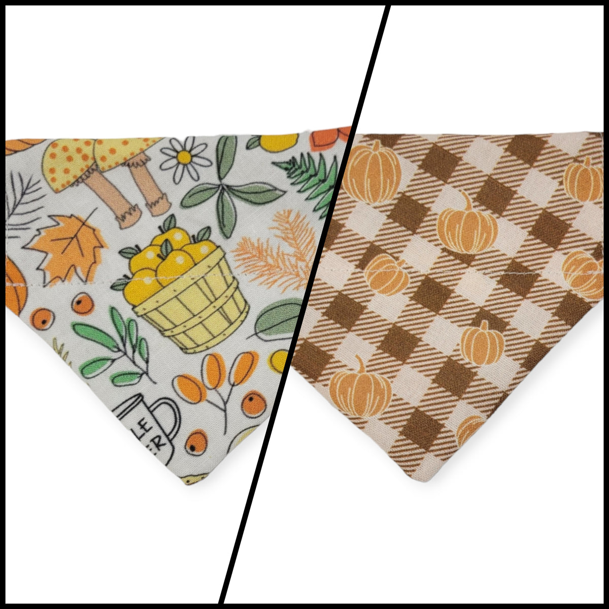 Fall Doodles/Pumpkin Plaid Reversible Slide-on Bandana (XX-Small)