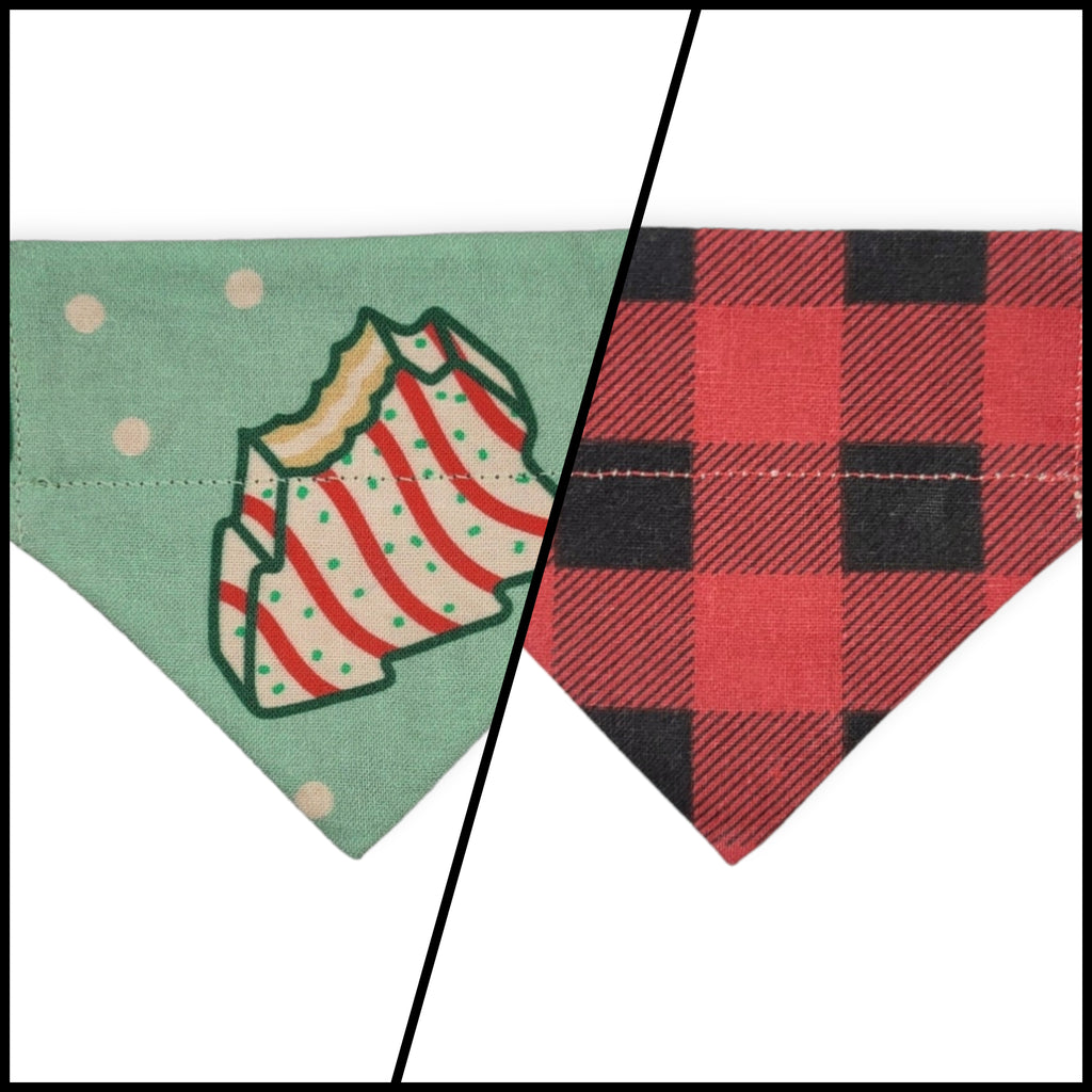 Christmas Snack Cakes/Buffalo Plaid Slide-on Bandana (XX-Small)