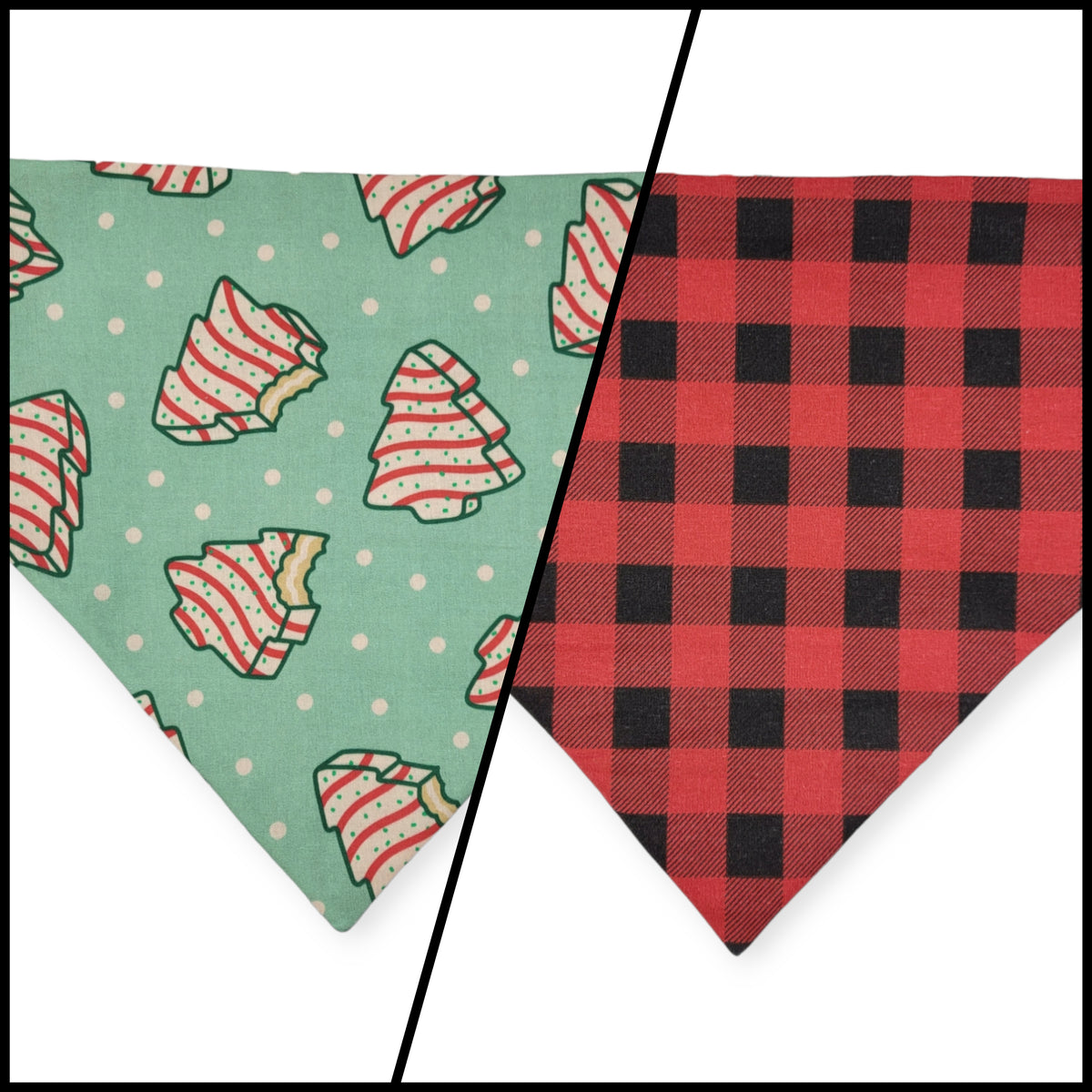 Christmas Snack Cakes/Buffalo Plaid Slip-on Scrunchie Bandana (Large/X-Large)