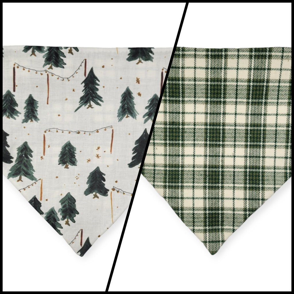 Christmas Tree Farm/Green Plaid Slip-on Scrunchie Bandana (Large/X-Large)