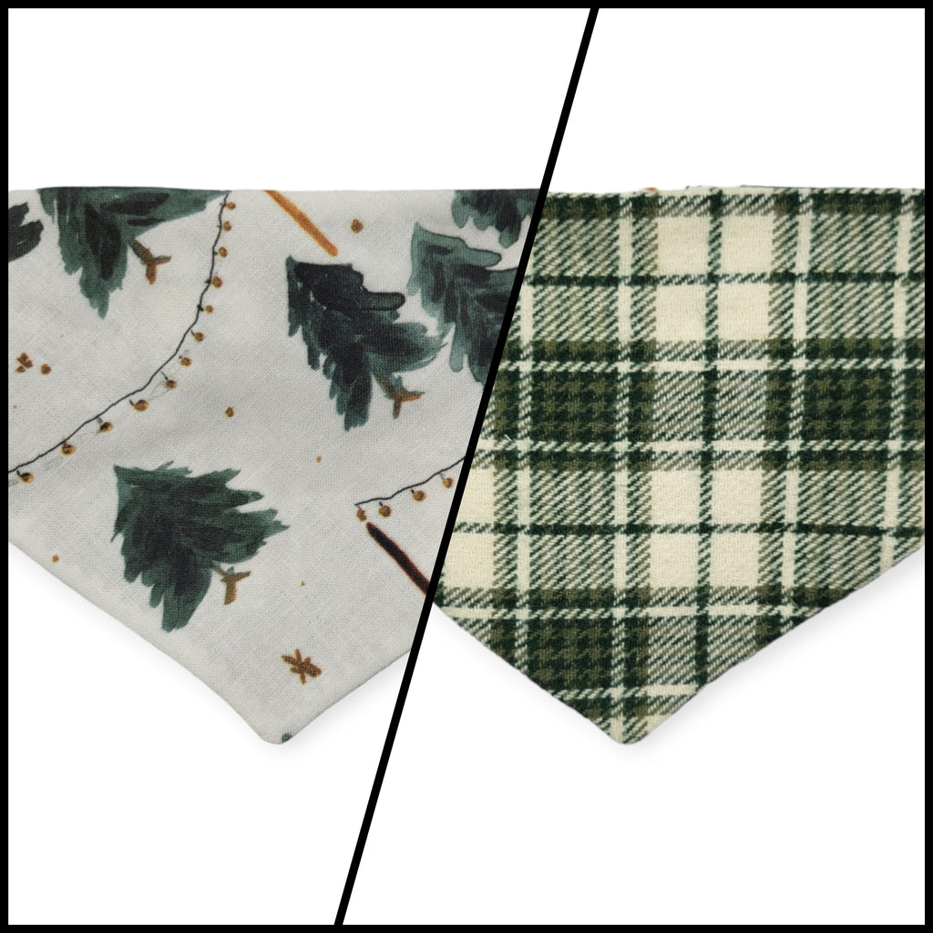 Christmas Tree Farm/Green Plaid Slip-on Scrunchie Bandana (X-Small)