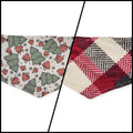 Christmas Mushrooms/Red Plaid Reversible Tie-on Bandana (X-Small)