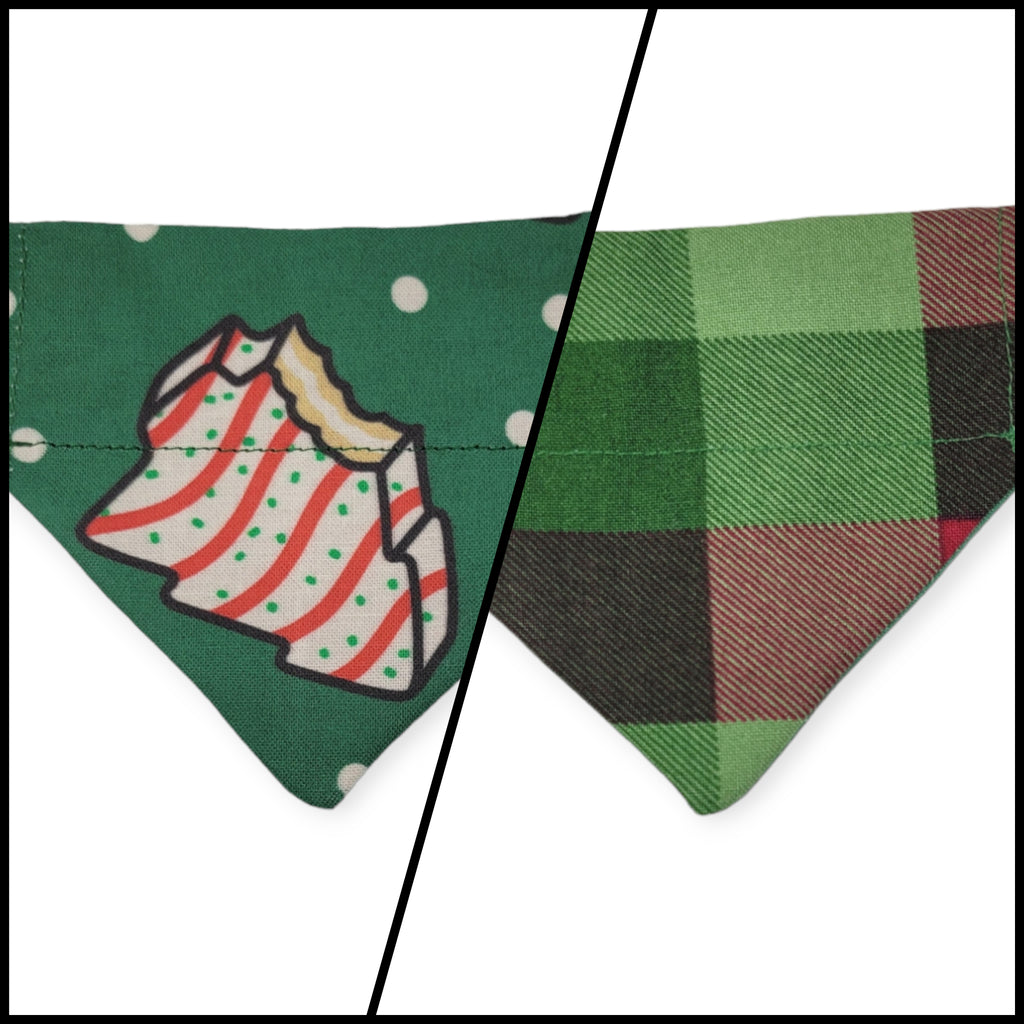 Snack Cake Trees/Red & Green Plaid Slide-on Bandana (XX-Small)