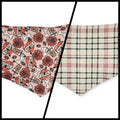 Dog Valentines/ Tan Plaid Reversible Tie-on Bandana (Medium)