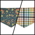 Lucky Charms/ Rainbow Plaid Reversible Slip-on Scrunchie Bandana (Small)