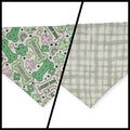 St. Patrick's Day Lucky Dog / Gingham Sage Plaid Slip-on Scrunchie Bandana (Small)