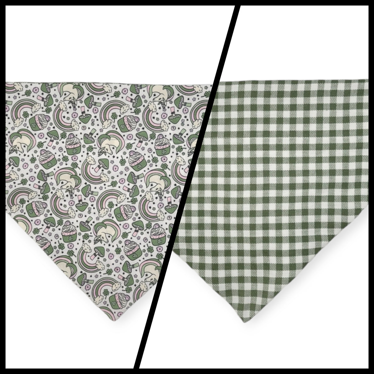 St. Patrick's Day Unicorns & Rainbows Reversible Slide-on Bandana (Large)