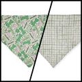 St. Patrick's Day Lucky Dog / Gingham Sage Plaid Slip-on Scrunchie Bandana (X-Large)