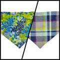 Wild Blossoms/ Artichoke Plaid Slip-on Scrunchie Bandana (Medium)