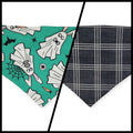 Easter Ghosts/ Black Plaid Slip-on Scrunchie Bandana (Medium)