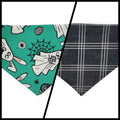 Easter Ghosts/ Black Plaid Slip-on Scrunchie Bandana (Small)