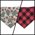 Christmas Mushrooms/Red Buffalo Plaid Slip-on Scrunchie Bandana (Small)