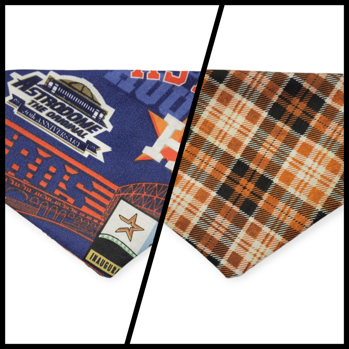 Astros/ Orange Plaid Slip-on Scrunchie Bandana (X-Small)