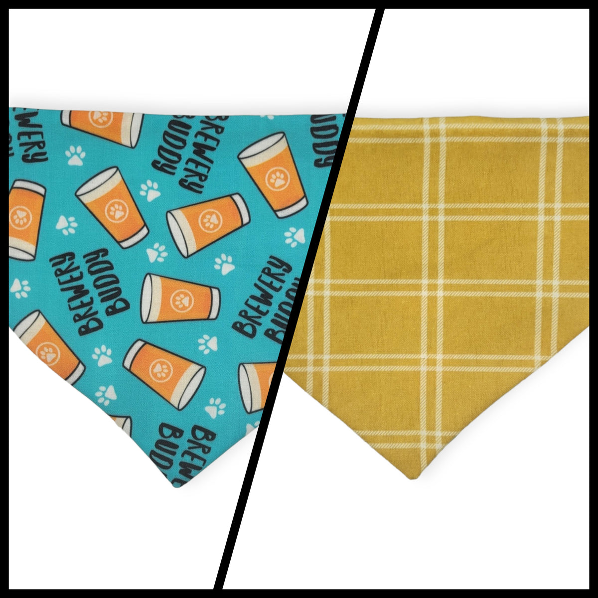 Brewery Buddy/Mustard Plaid Slip-on Scrunchie Bandana (Medium)