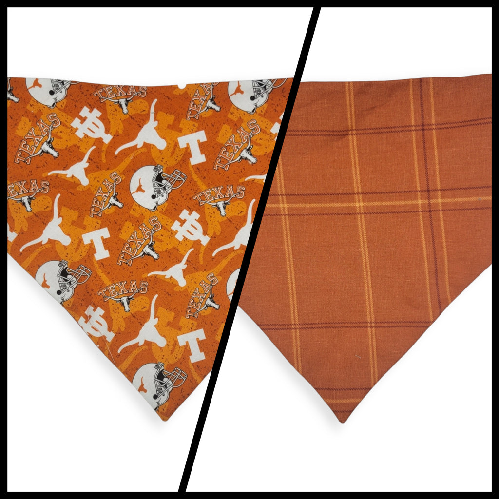 Longhorns/Orange Plaid Slip-on Scrunchie Bandana (Large)