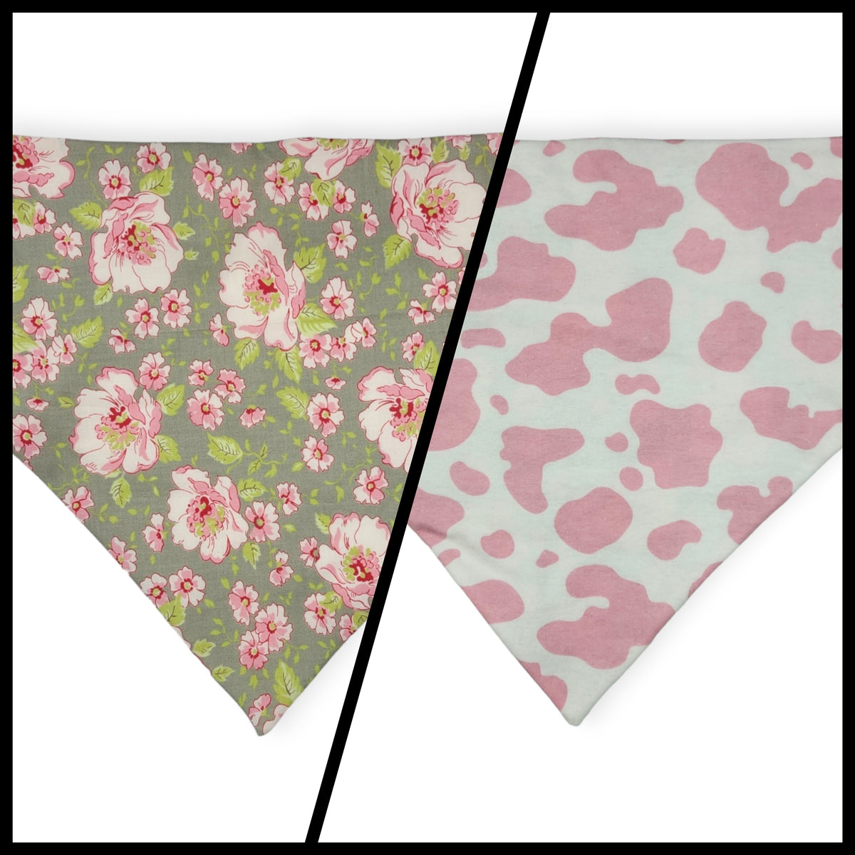 Ambleside Cobblestone Gray/Pink Cow Spots Slip-on Scrunchie Bandana (X-Large)