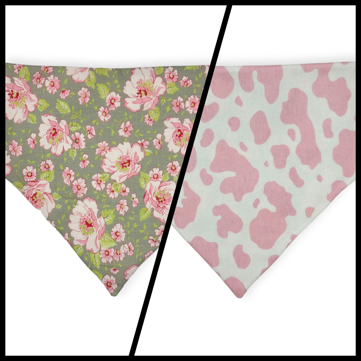Ambleside Cobblestone Gray/Pink Cow Spots Slip-on Scrunchie Bandana (Large)