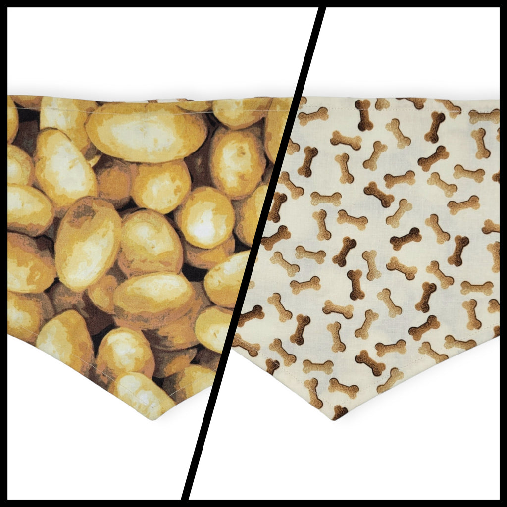 Potatoes/Brown Dog Bones Tie-on Bandana (Large)
