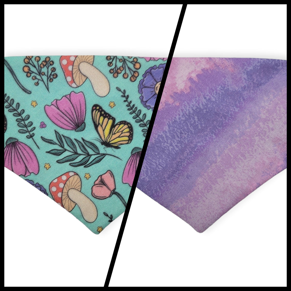 Retro Cottagecore/Bright Starbursts Reversible Slip-on Scrunchie Bandana (X-Small/Small)