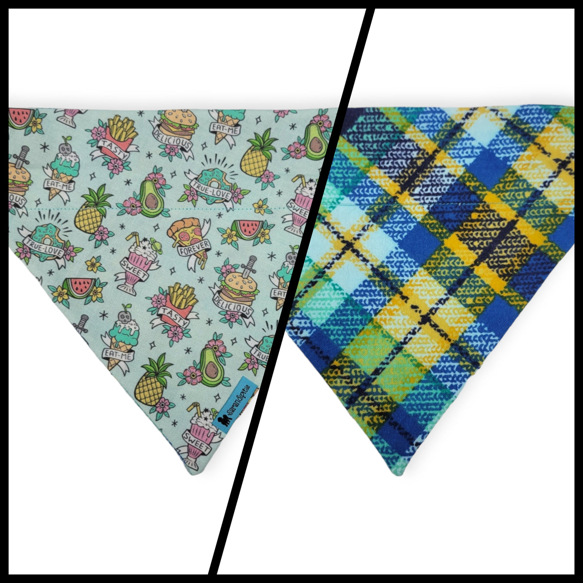 Junk Food/ Distressed Plaid Reversible Slide-on Bandana (Medium)