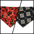 Red Poppy/Black Floral Geometric Reversible Slip-on Scrunchie Bandana (X-Small/Small)