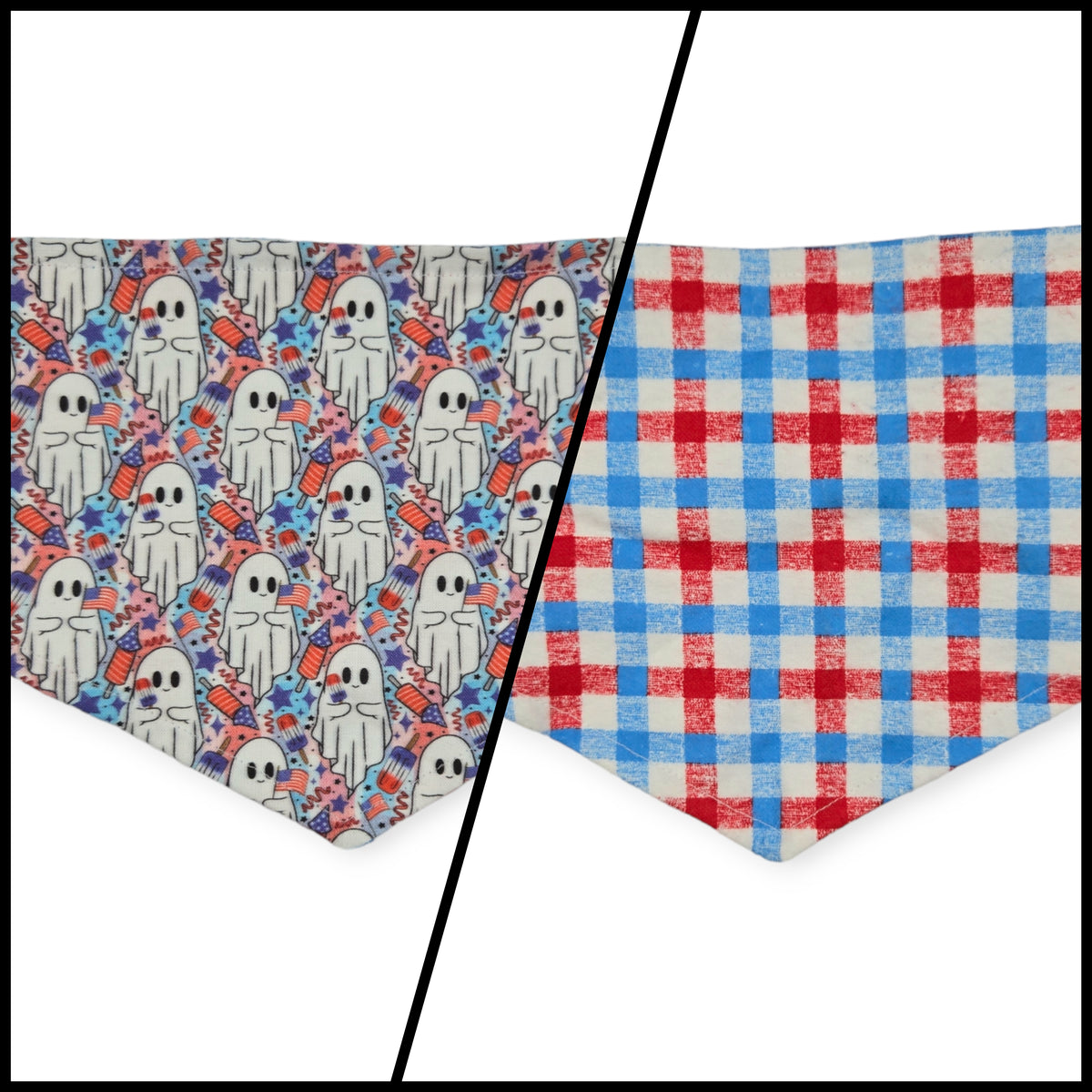 Patriotic Ghosts/Patriotic Plaid Tie-on Bandana (Small)