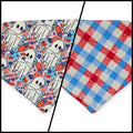 Patriotic Ghosts/Patriotic Plaid Slip-on Scrunchie Bandana (XX-Small)