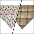 Cowboy Ghosts/Brown Plaid Slip-on Scrunchie Bandana (Large)