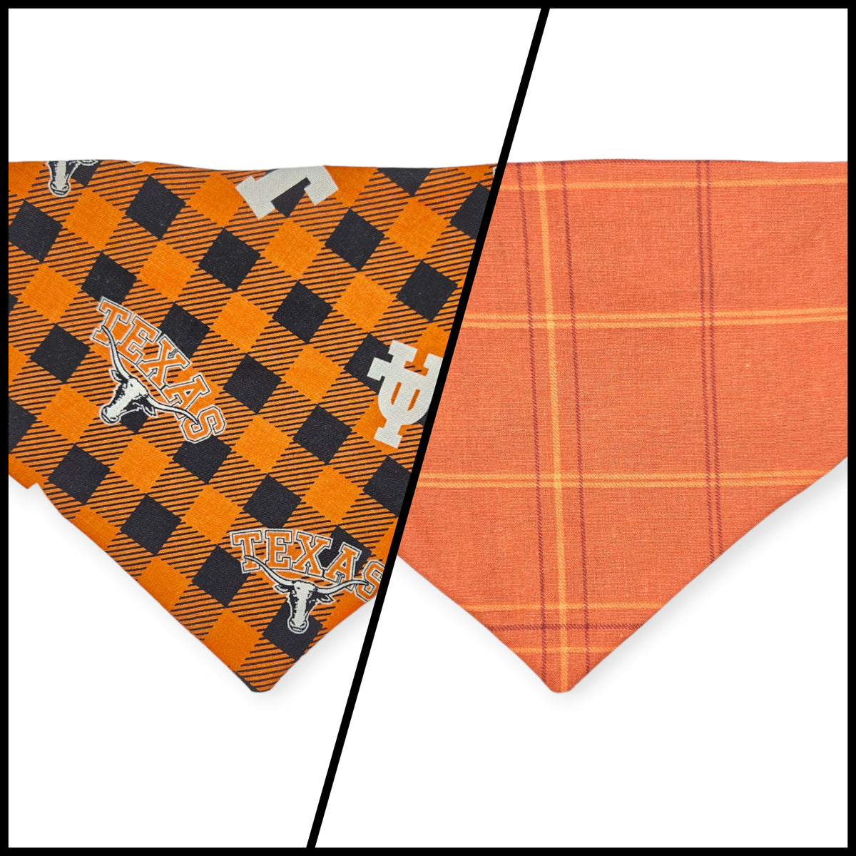 Longhorns Plaid/Orange Plaid Slip-on Scrunchie Bandana (Medium)