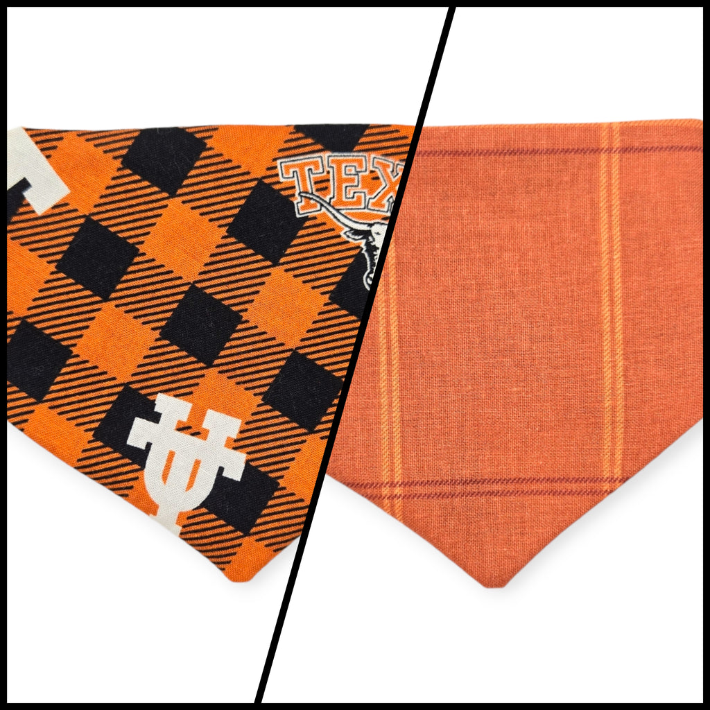 Longhorns Plaid/Orange Plaid Slip-on Scrunchie Bandana (Small)
