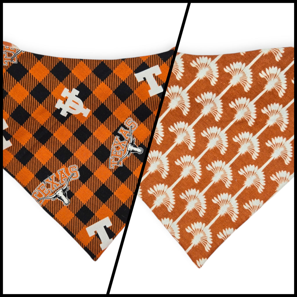 Longhorns/Orange Plaid Slip-on Scrunchie Bandana (Medium)