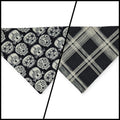 Glow-in-the-dark Sugar Skulls/Black & White Plaid Reversible Slide-on Bandana (Large)
