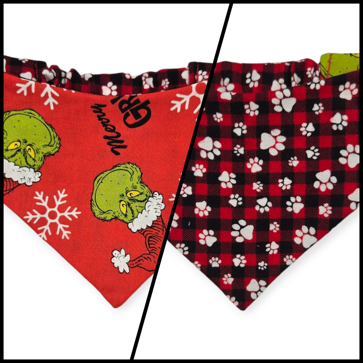 Grouchy/Buffalo Plaid Slip-on Scrunchie Bandana (Small)
