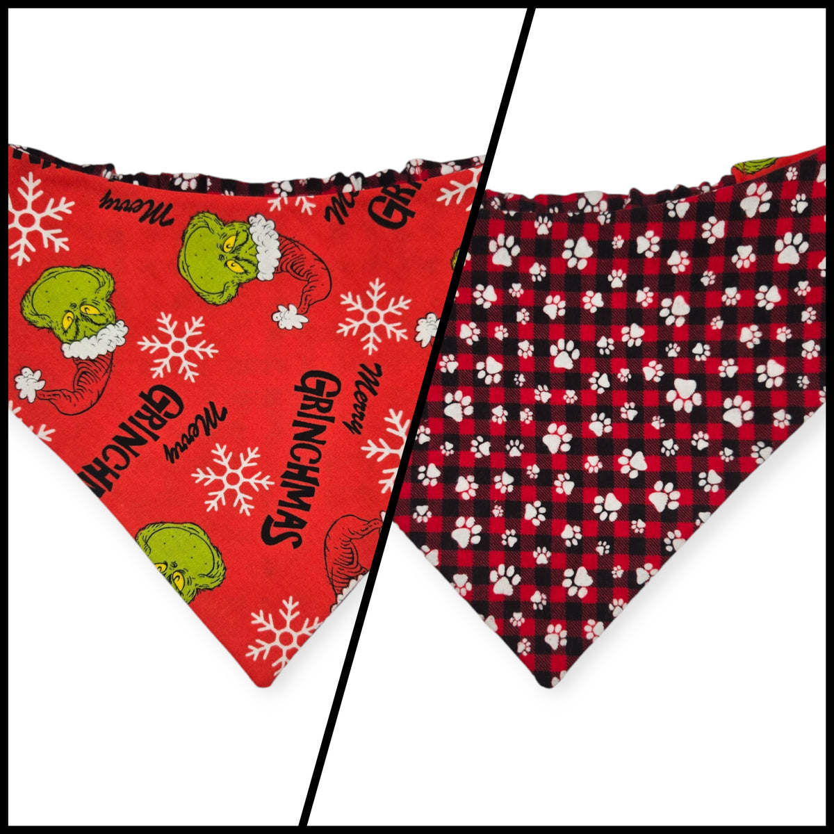 Grouchy/Buffalo Plaid Slip-on Scrunchie Bandana (Large)
